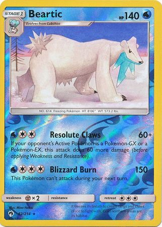 Pokemon Card Lost Thunder 62/214 062/214 Beartic Reverse Holo Rare *MINT*