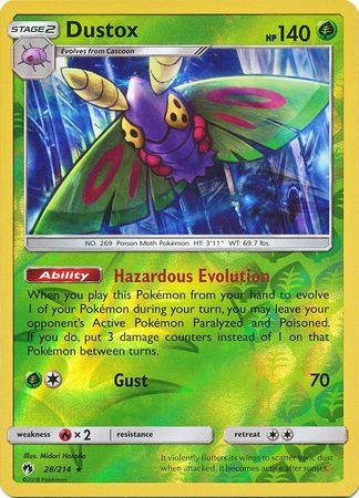 Pokemon Card Lost Thunder 28/214 028/214 Dustox Reverse Holo Rare *MINT*