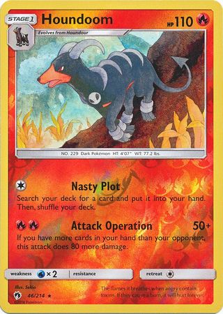 Pokemon Card Lost Thunder 46/214 046/214 Houndoom Reverse Holo Rare *MINT*