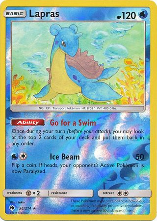 Pokemon Card Lost Thunder 56/214 056/214 Lapras Reverse Holo Rare *MINT*