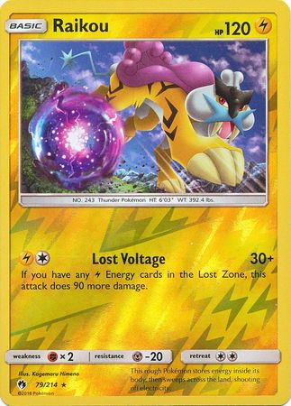 Pokemon Card Lost Thunder 79/214 079/214 Raikou Reverse Holo Rare *MINT*