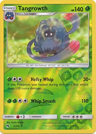 Pokemon Card Lost Thunder 2/214 002/214 Tangrowth Reverse Holo Rare *MINT*