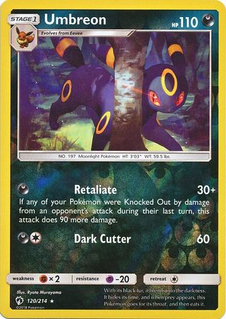 Pokemon Card Lost Thunder 120/214 Umbreon Reverse Holo Rare *MINT*