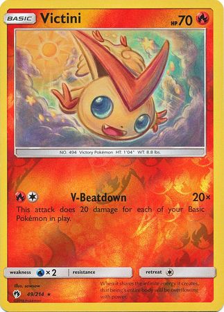 Pokemon Card Lost Thunder 49/214 049/214 Victini Reverse Holo Rare *MINT*