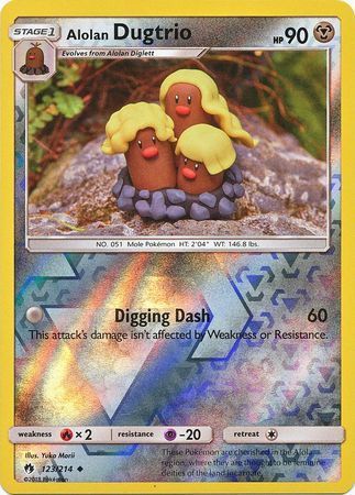 Pokemon Card Lost Thunder 123/214 Alolan Dugtrio Reverse Holo Uncommon *MINT*