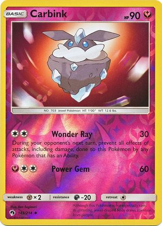 Pokemon Card Lost Thunder 143/214 Carbink Reverse Holo Uncommon *MINT*