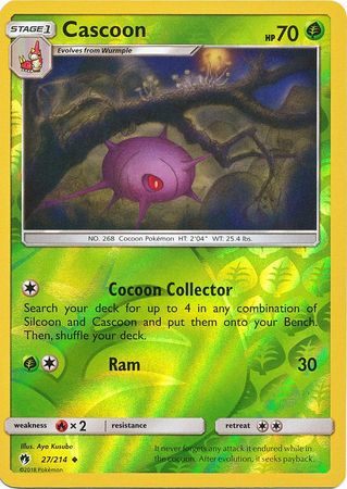 Pokemon Card Lost Thunder 27/214 027/214 Cascoon Reverse Holo Uncommon *MINT*