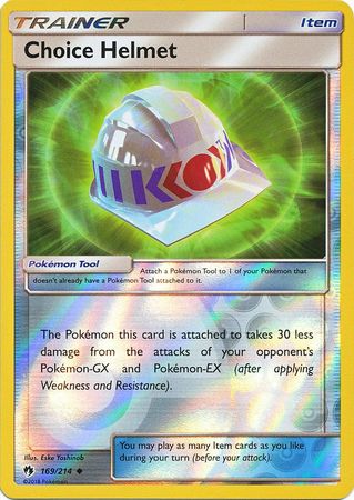 Pokemon Card Lost Thunder 169/214 Choice Helmet Item Reverse Holo Uncommon *MINT*