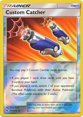 Pokemon Card Lost Thunder 171/214 Custom Catcher Item Reverse Holo Uncommon *MINT*