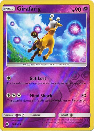 Pokemon Card Lost Thunder 94/214 094/214 Girafarig Reverse Holo Uncommon *MINT*