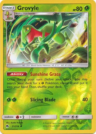 Pokemon Card Lost Thunder 21/214 021/214 Grovyle Reverse Holo Uncommon *MINT*