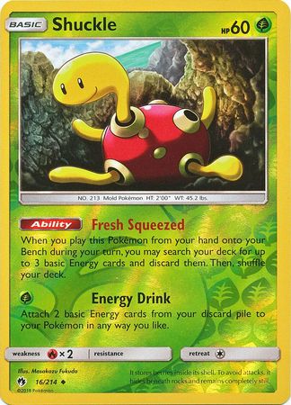 Pokemon Card Lost Thunder 16/214 016/214 Shuckle Reverse Holo Uncommon *MINT*
