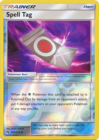 Pokemon Card Lost Thunder 190/214 Spell Tag Item Reverse Holo Uncommon *MINT*