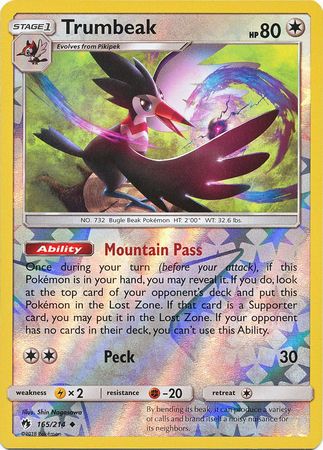 Pokemon Card Lost Thunder 165/214 Trumbeak Reverse Holo Uncommon *MINT*