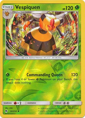 Pokemon Card Lost Thunder 32/214 032/214 Vespiquen Reverse Holo Uncommon *MINT*