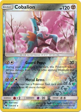 Pokemon Card Lost Thunder 129/214 Cobalion Reverse Holo Rare *MINT*