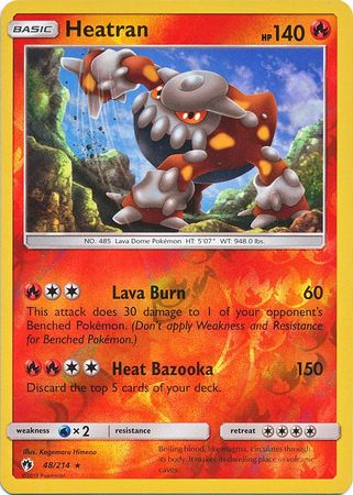 Pokemon Card Lost Thunder 48/214 048/214 Heatran Reverse Holo Rare *MINT*