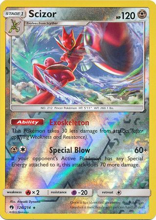 Pokemon Card Lost Thunder 126/214 Scizor Reverse Holo Rare *MINT*