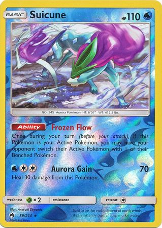 Pokemon Card Lost Thunder 59/214 059/214 Suicune Reverse Holo Rare *MINT*