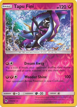 Pokemon Card Lost Thunder 151/214 Tapu Fini Reverse Holo Rare *MINT*