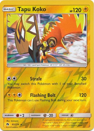 Pokemon Card Lost Thunder 85/214 085/214 Tapu Koko Reverse Holo Rare *MINT*