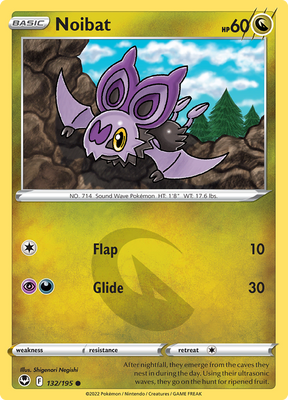 Pokemon Card Silver Tempest 132/195 Noibat Common *MINT*