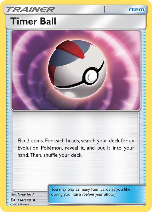 Pokemon Card Sun & Moon 134/149 Timer Ball Item Uncommon *MINT*