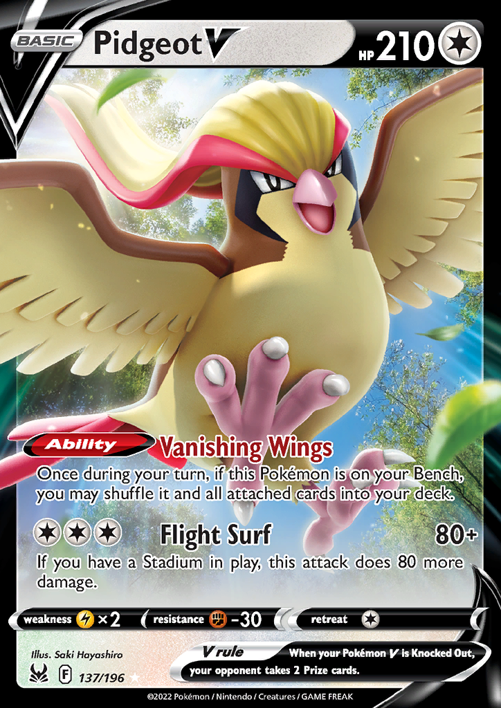 Pokemon Card Lost Origin 137/196 Pidgeot V Ultra Rare *MINT*