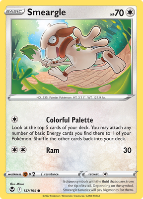 Pokemon Card Silver Tempest 137/195 Smeargle Common *MINT*