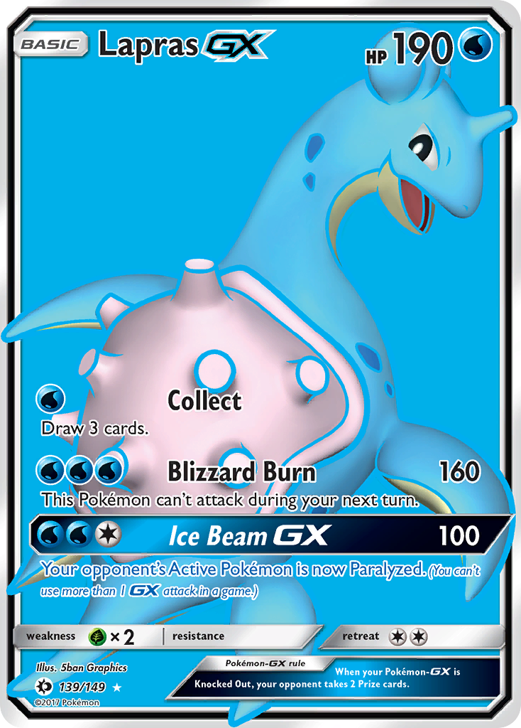 Pokemon Card Sun & Moon 139/149 Lapras-GX Full Art *MINT*