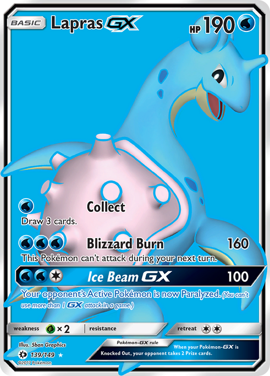 Pokemon Card Sun & Moon 139/149 Lapras-GX Full Art *MINT*