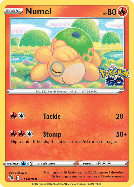 Pokemon Card Pokemon Go 13/78 Numel Common *MINT*