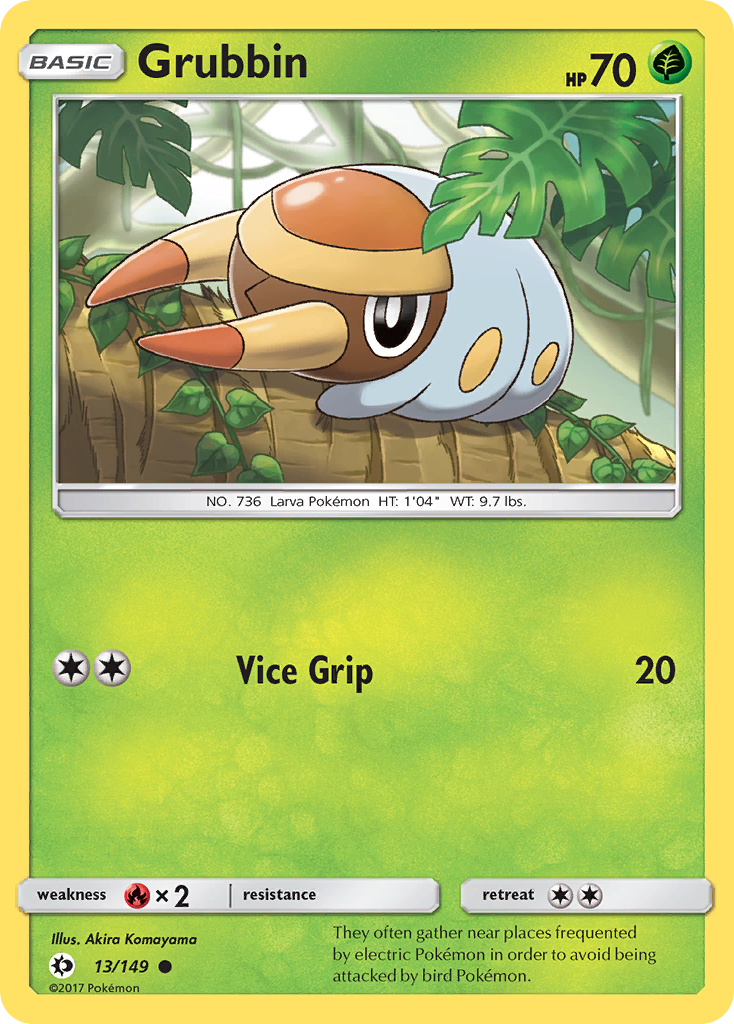 Pokemon Card Sun & Moon 013/149 13/149 Grubbin Common *MINT*