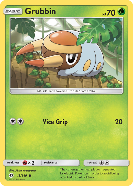 Pokemon Card Sun & Moon 013/149 13/149 Grubbin Common *MINT*