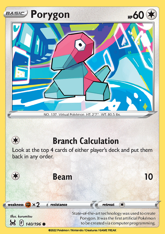 Pokemon Card Lost Origin 140/196 Porygon Common *MINT*