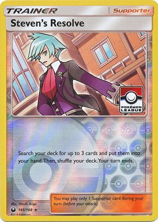 Pokemon Card 145/168 Celestial Storm Steven's Resolve  Supporter League Promo