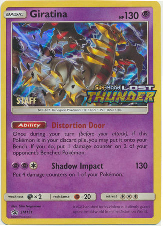 (S) Pokemon Card SM Black Star Promos SM151 Giratina Staff Prerelease promo