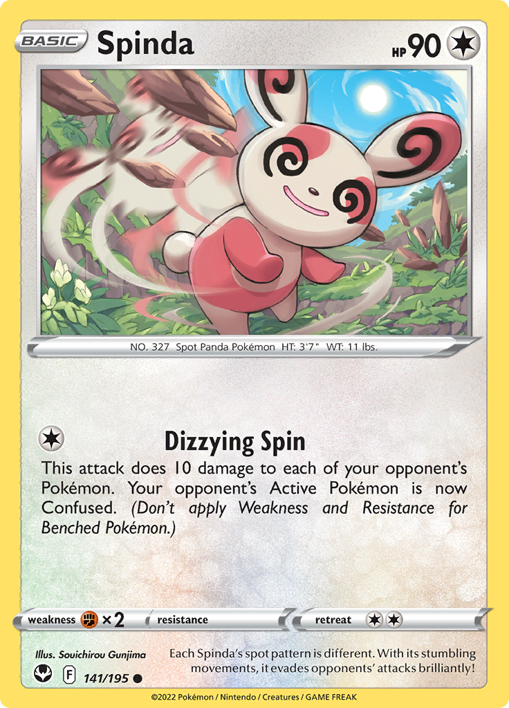 Pokemon Card Silver Tempest 141/195 Spinda Common *MINT*