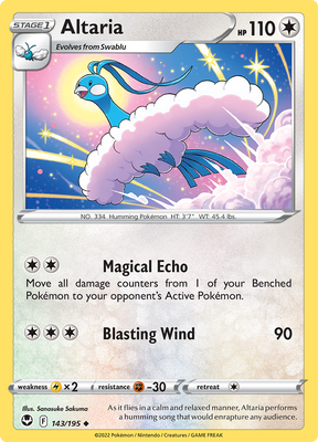 Pokemon Card Silver Tempest 143/195 Altaria Uncommon *MINT*