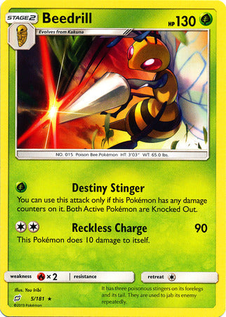 Pokemon Card Team Up 005/181 5/181 Beedrill Rare