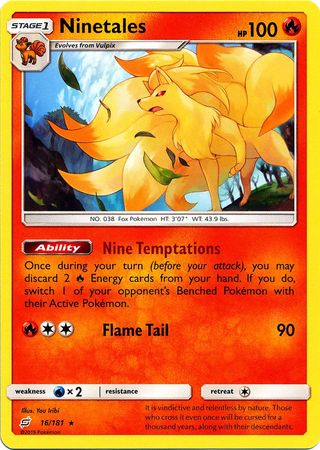 Pokemon Card Team Up 016/181 16/181 Ninetales Rare