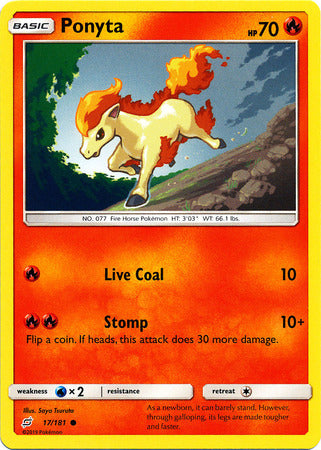 Pokemon Card Team Up 017/181 17/181 Ponyta Common