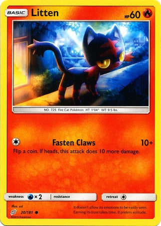 Pokemon Card Team Up 020/181 20/181 Litten Common