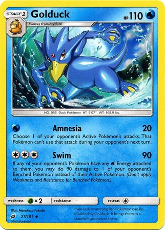 Pokemon Card Team Up 027/181 27/181 Golduck Uncommon