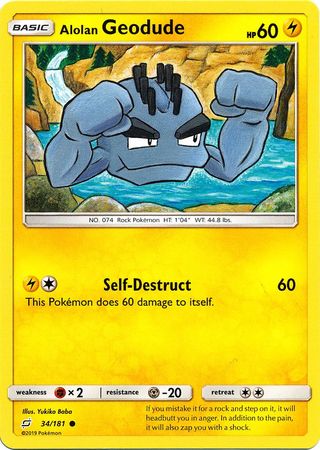 Pokemon Card Team Up 034/181 34/181 Alolan Geodude Common