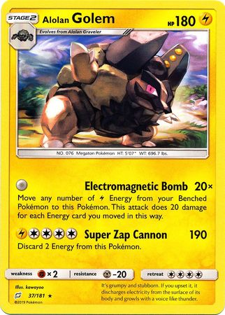 <transcy>Pokemon Card Team Up 037/181 37/181 Alolan Golem Selten</transcy>