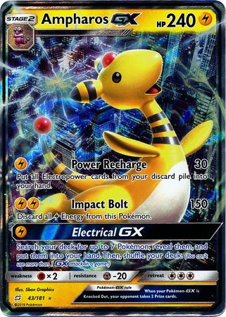 (S) Pokemon Card Team Up 043/181 43/181 Ampharos GX Ultra Rare