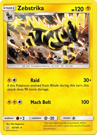 <transcy>Pokemon Card Team Up 045/181 45/181 Zebstrika Selten</transcy>