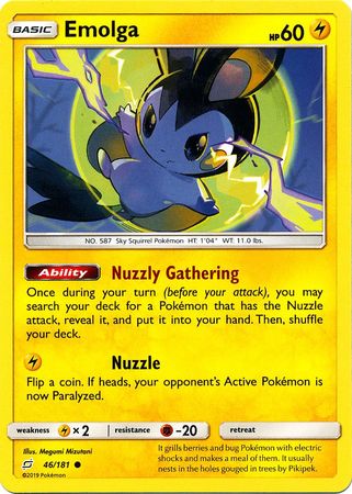 Pokemon Card Team Up 046/181 46/181 Emolga Common