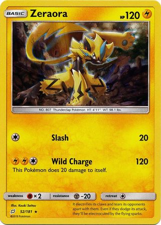 Pokemon Card Team Up 052/181 52/181 Zeraora Holo Rare